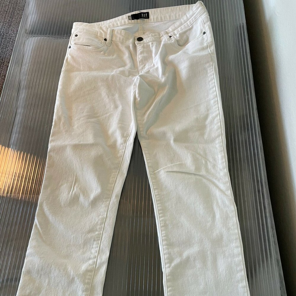 Kut From The Kloth Catherine Boyfriend White Denim Jeans Women's Size 12